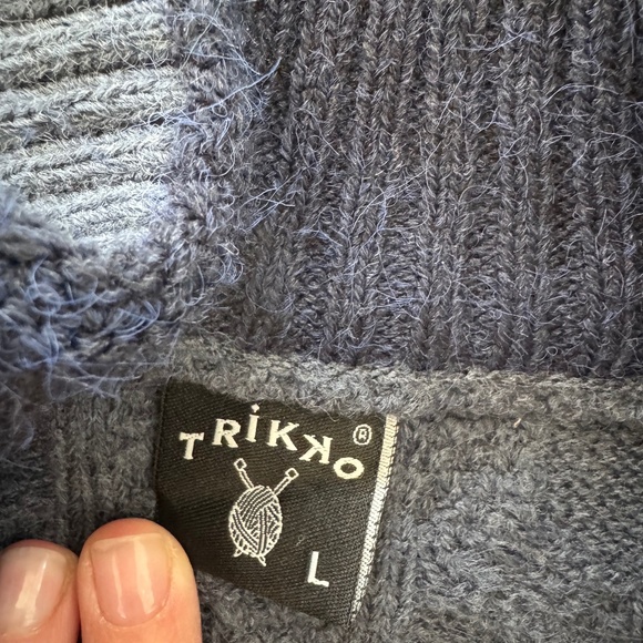 Mens Trikko Cable Quarter Zip Sweater Gray Blue Size Large NWT - Picture 2 of 7